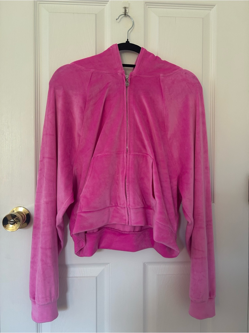 Victoria’s Secret Pink Velour Zip Hoodie Cropped M